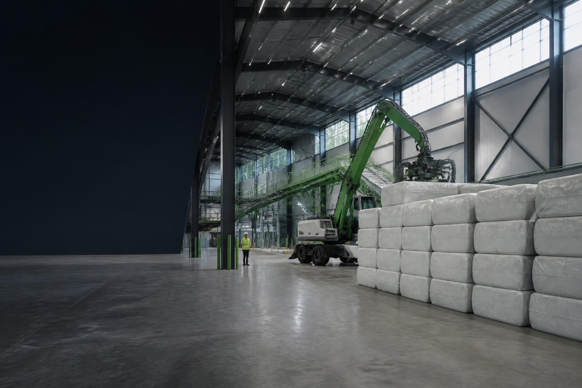 Wrapped RDF bales staged at a modern European terminal for documented cross-border shipment